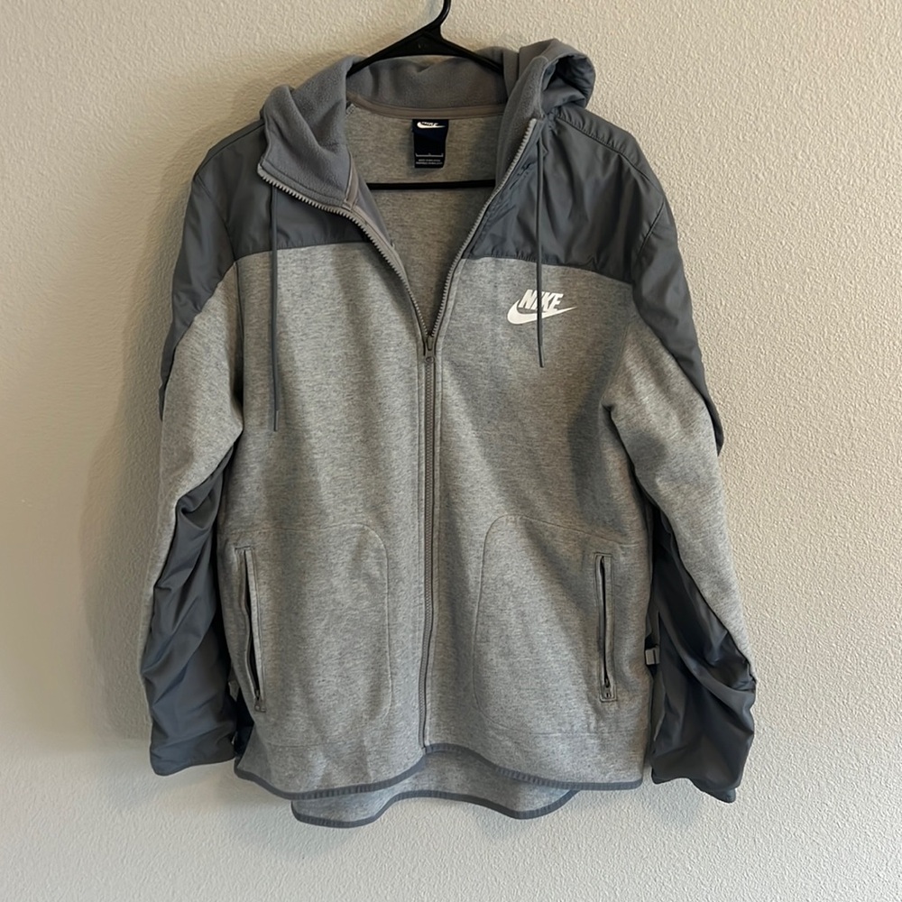 Two tone grey Nike fleece jacket size large